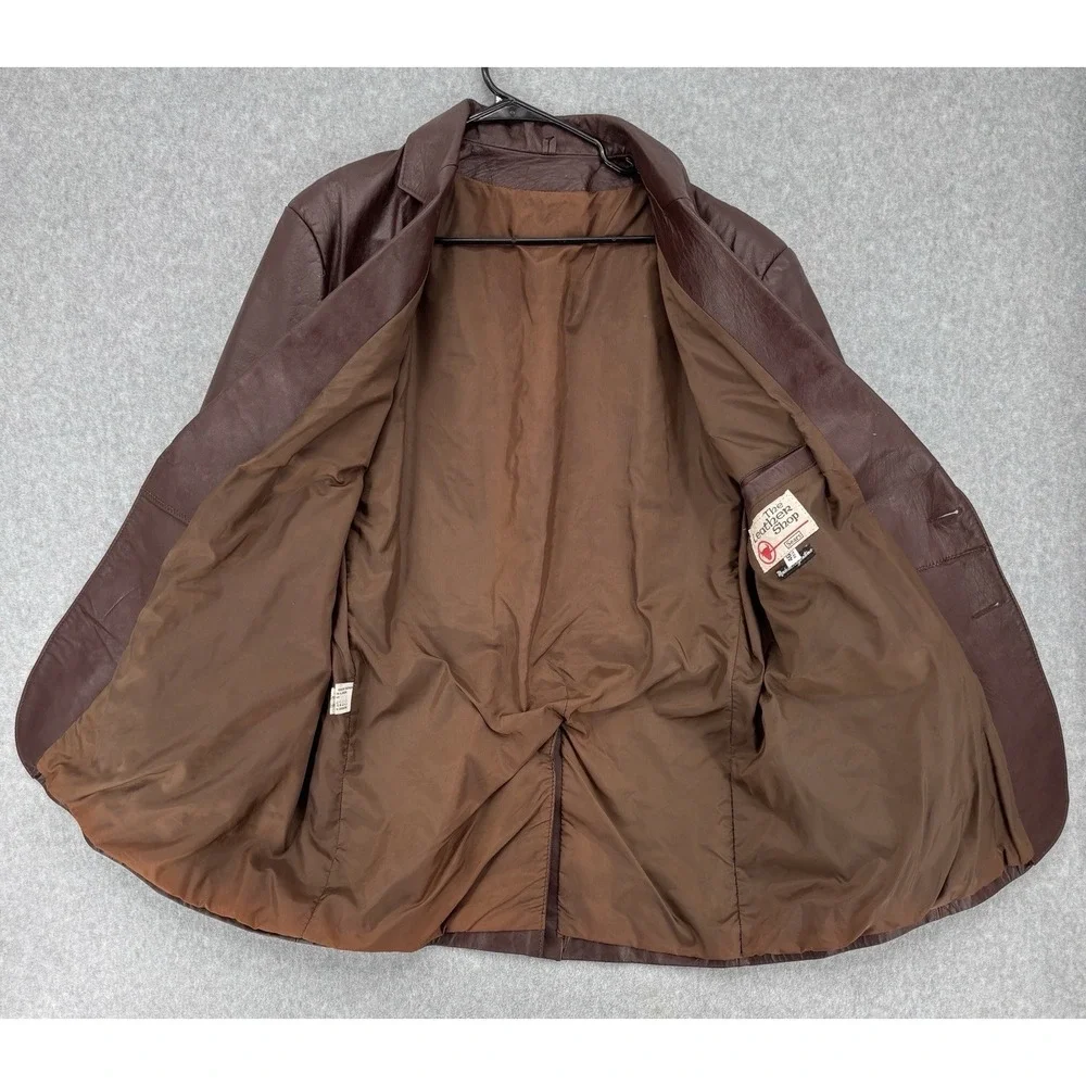 Vintage Sears The Leather Shop Brown Leather Blazer Jacket 46R Men's